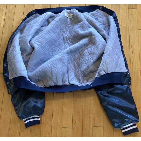 VTG Taylor Jackets Satin Bomber Jacket NAVY‎ BLUE UPPER DECK Sz XL Made In USA - Picture 5 of 6